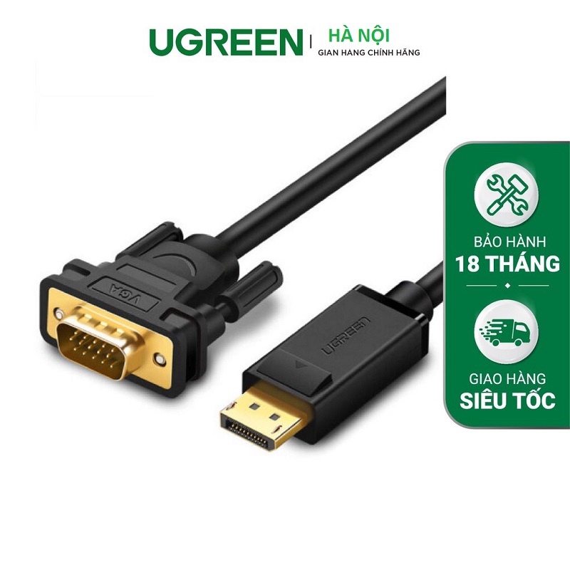 Cáp Displayport to VGA dài 1,5m chính hãng Ugreen 10247 cao cấp hàng chính hãng