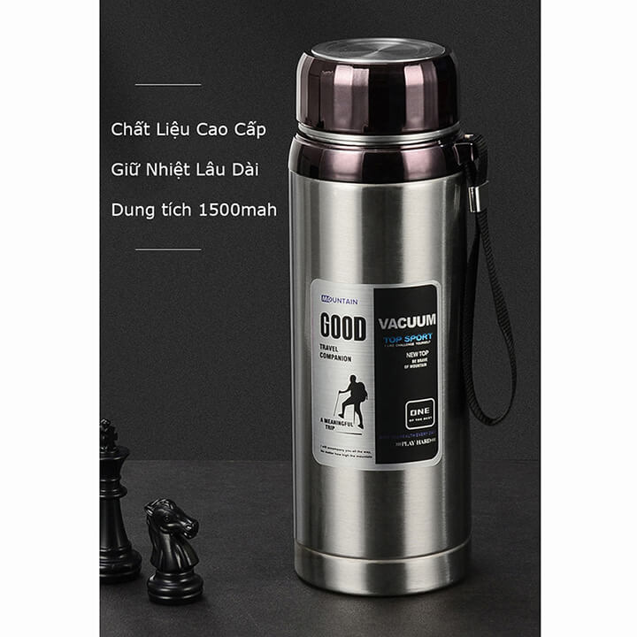 Bình giữ nhiệt nóng lạnh Inox dung tích 1500ml, bình nước giữ nhiệt 6 lớp có lưới lọc trà