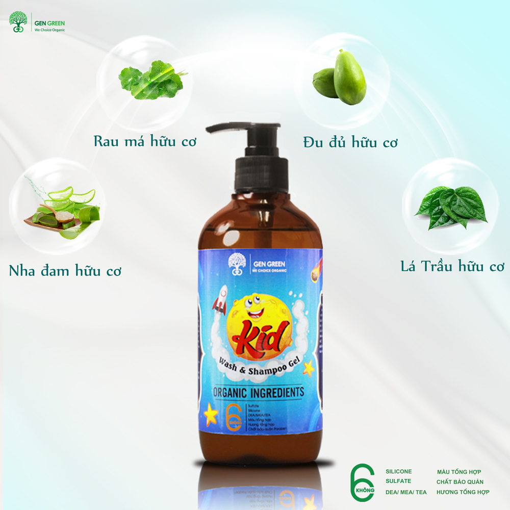 SỮA TẮM GỘI HỮU CƠ GENGREEN DÀNH CHO BÉ KID WASH AND SHAMPOO GEL