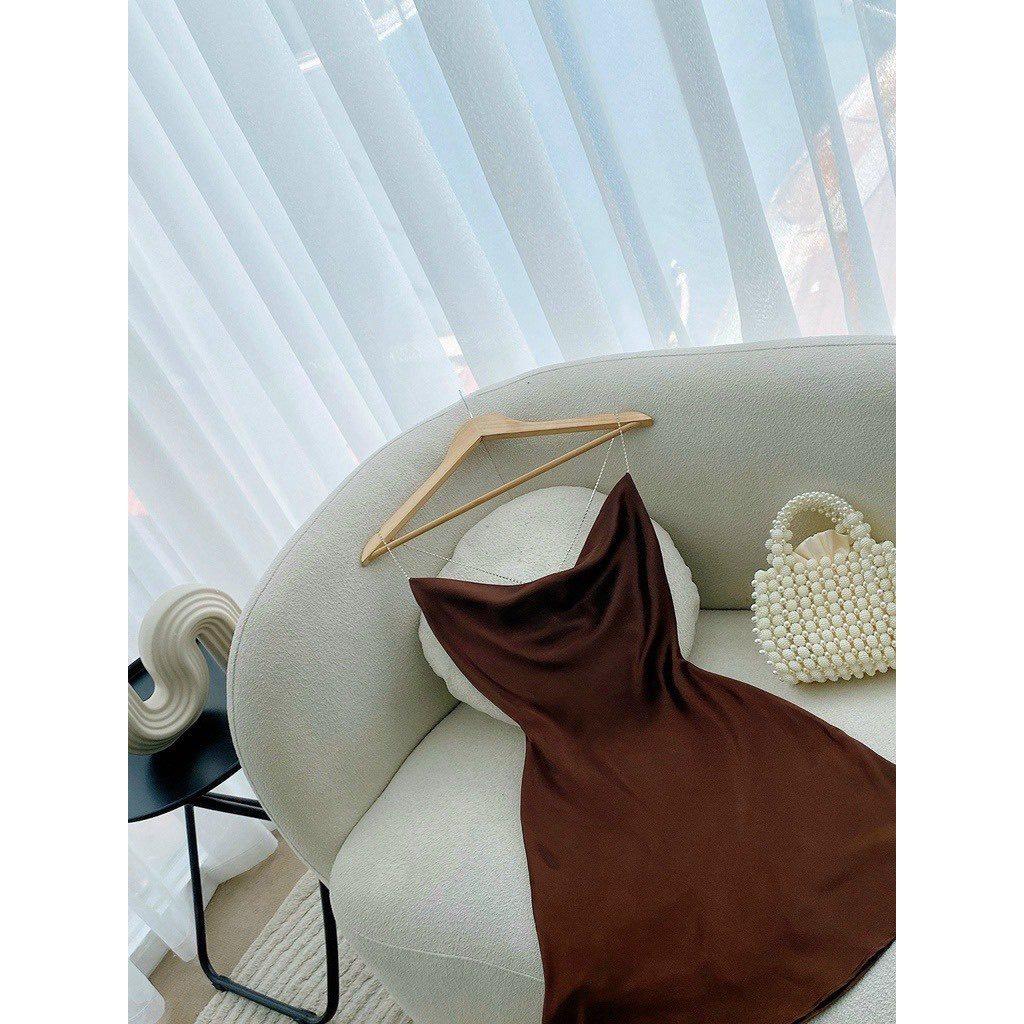 Đầm Hai Dây Hở Lưng Lụa PINKSTORE29, Dáng Ngắn Cổ Đổ Quyến Rũ D091