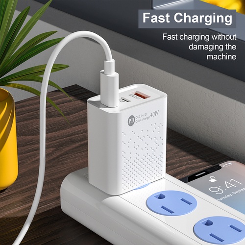 Cốc Củ đầu Sạc Nhanh 3 Cổng USB 40W 65W Type C 3.0 Cho Điện Thoại smartphone [ Miếng Lót chuột