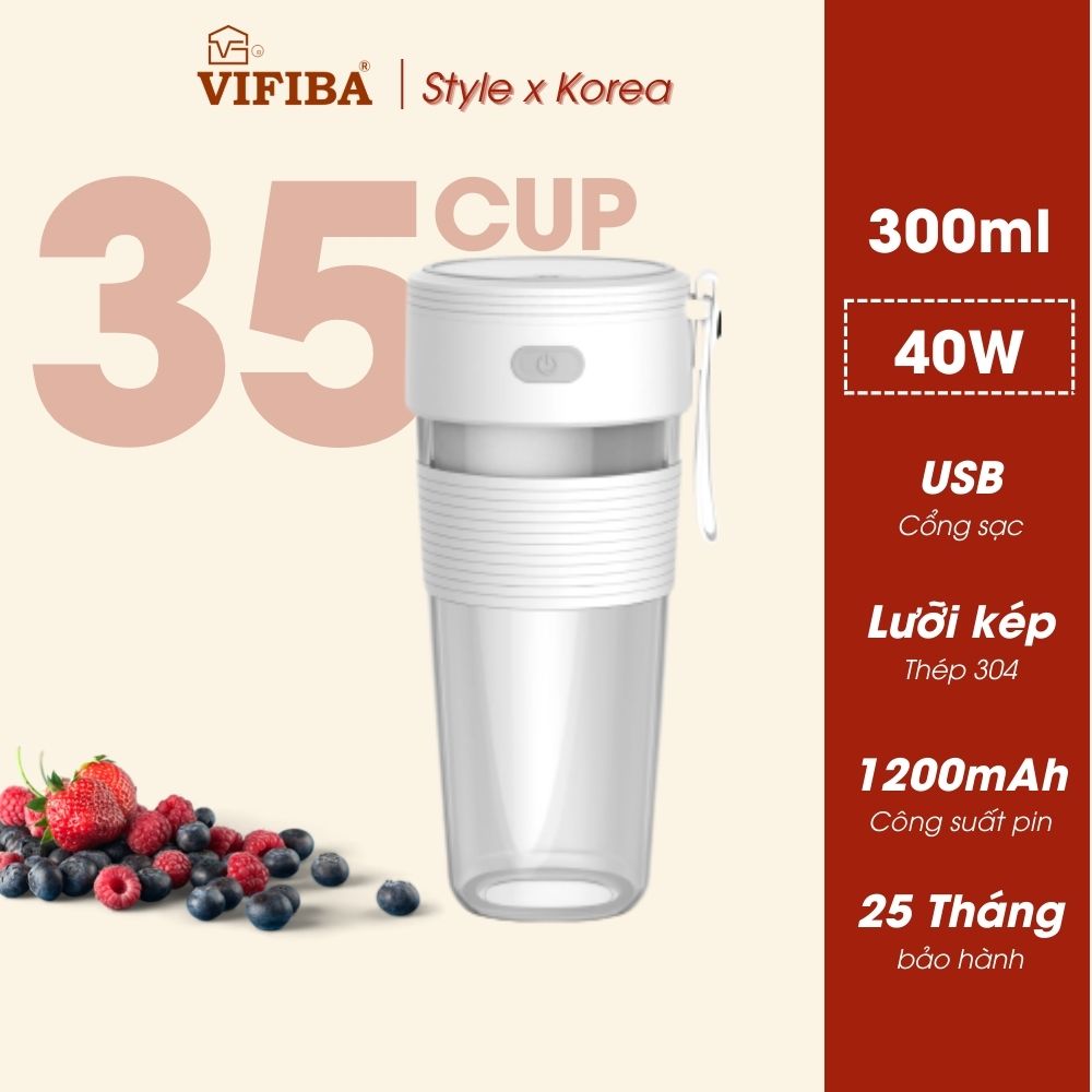 Máy Xay Sinh Tố Mini Cầm Tay Hàng Chính Hãng VIFIBA, Dung tích 300ml nhỏ gọn dễ dàng mang đi