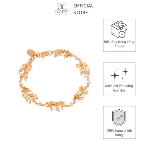 Lắc Tay Danny Jewelry Bạc 925 Xi Rhodium/Vàng hồng Lá Nguyệt Quế Đính Đá CZ LT006