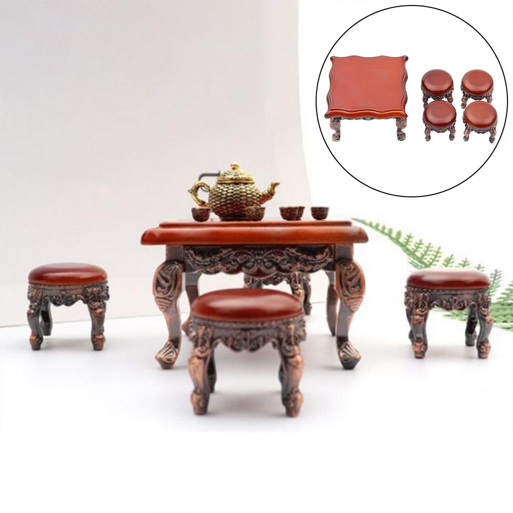Wooden Dollhouse Furniture Set Dollhouse Miniature Dining Table Chair Wooden Dollhouse Furniture Set