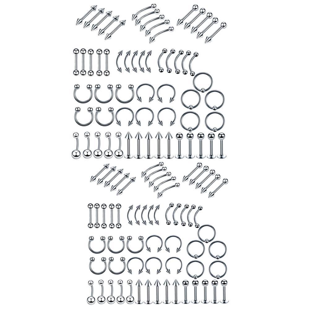 2x110x Body Jewelry Piercing Ear Nose Navel Belly Button Ring Hoops 1.2x8mm