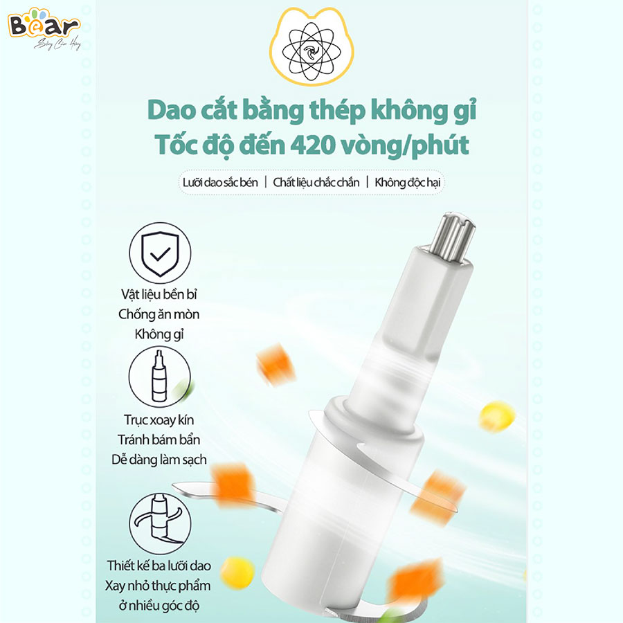 Máy xay thực phẩm mini hiệu Bear, model: QSJ-B01P1/CH-4H01T - Hàng chính hãng