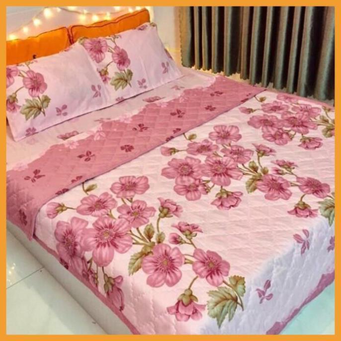 Bộ ga gối poly cotton m6 hoặc m8 mẫu đào hồng