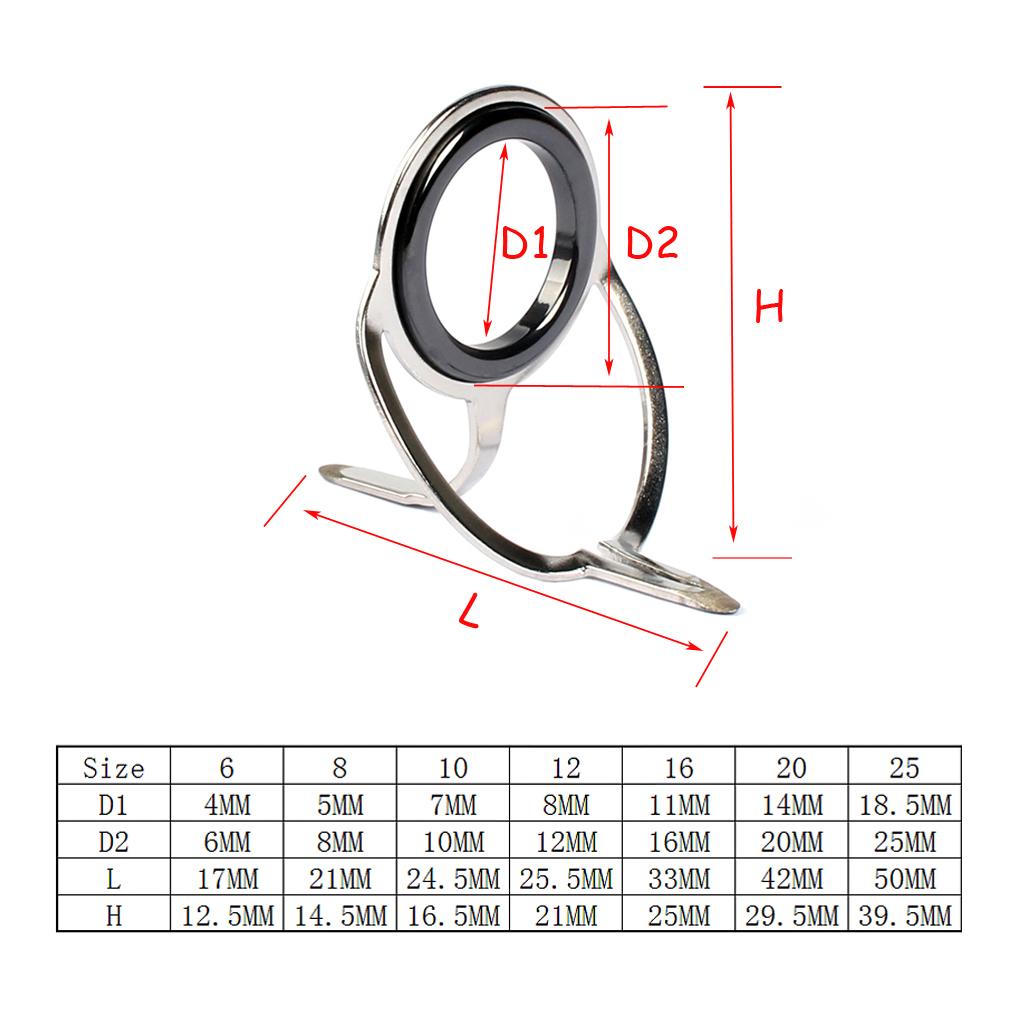 60Pcs Sturdy Fishing Rod Guides Pole Tip Repair Kit Rod DIY Eye Rings-Silver