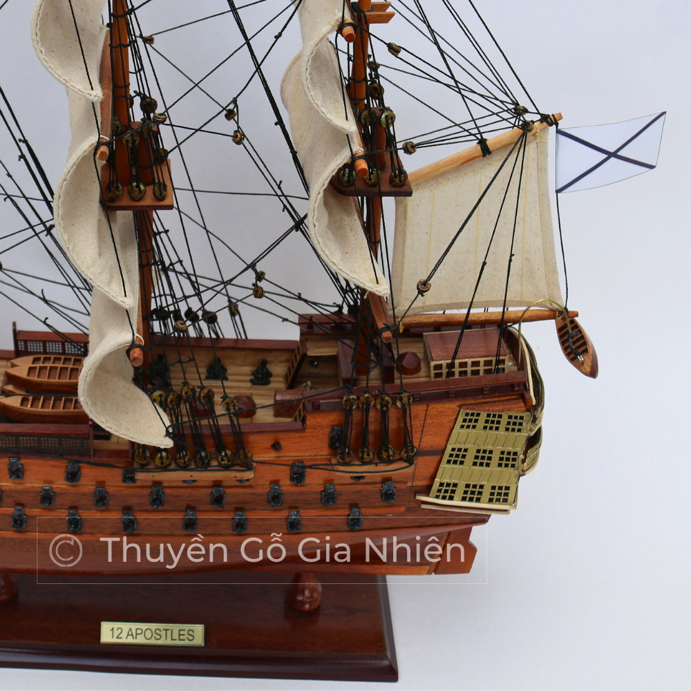 Mô Hình Thuyền Gỗ Phong Thủy Gia Nhiên, Thuyền Buồm Gỗ 12 APOSTLES Dài 40cm, Thuyền Trang Trí Xuất Khẩu Chất Lượng Cao
