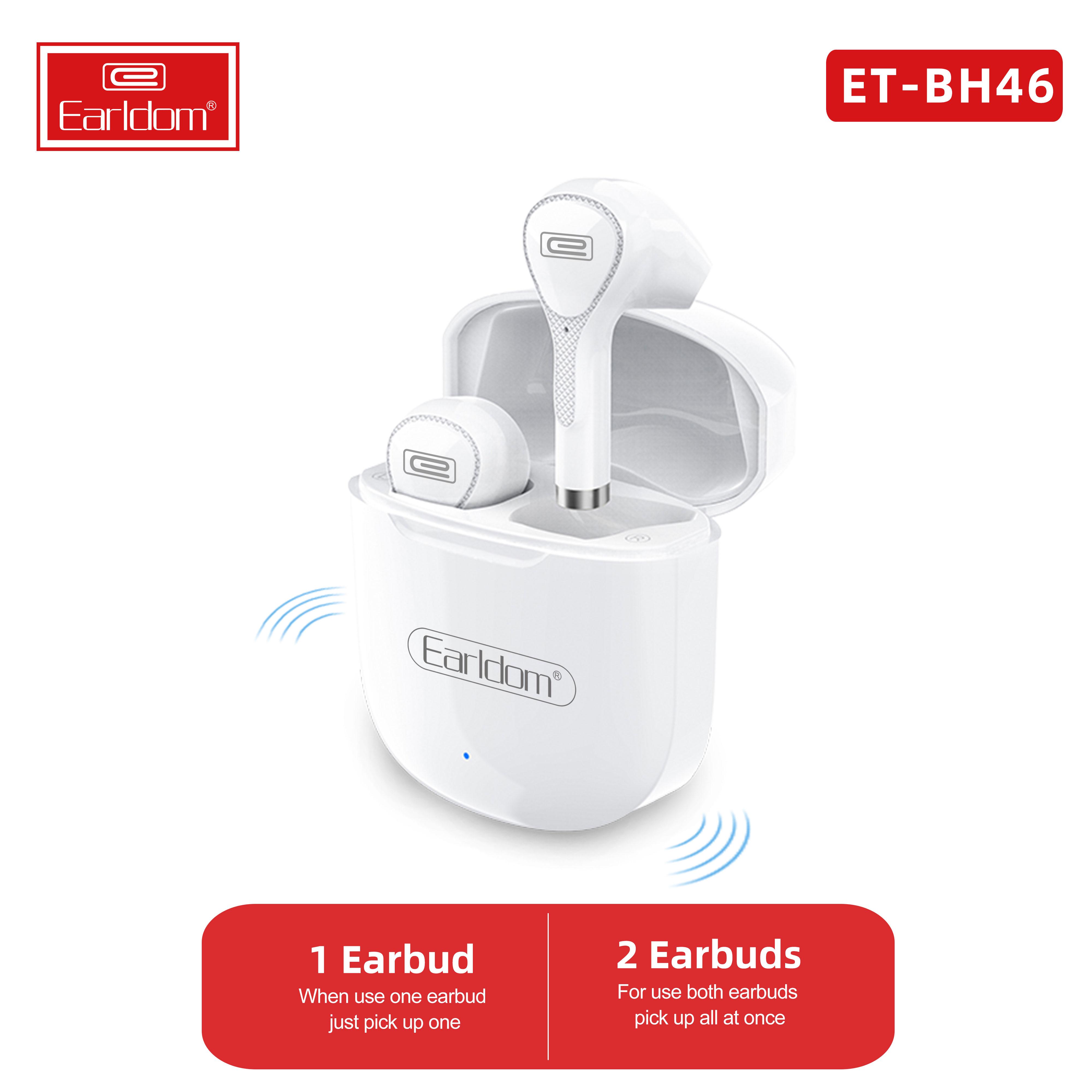 Tai nghe Bluetooth Nhét Tai EARLDOM BH-46 - Hàng Chính Hãng- công nghệ bluetooth 5.0 - kèm Dock sạc dự phòng, tự động kết nối Bluetooth với điện thoại khi ở trạng thai sẵn sàng