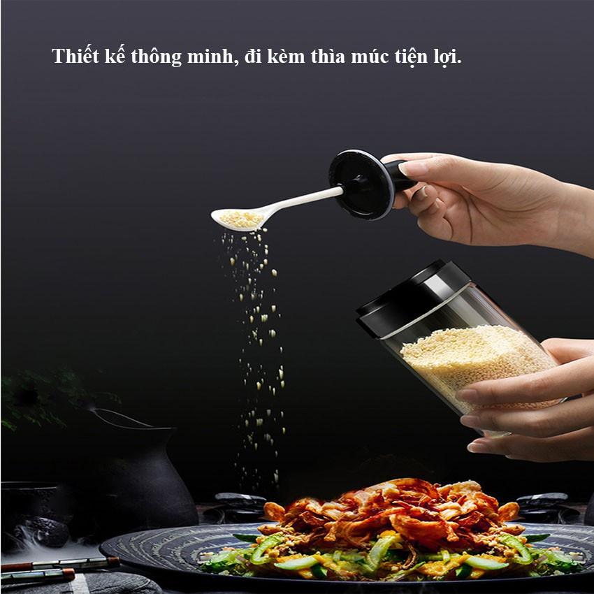 Lọ Đựng Gia Vị Bằng Thủy Tinh Kèm Muỗng Và Nắp Nhựa 250ml