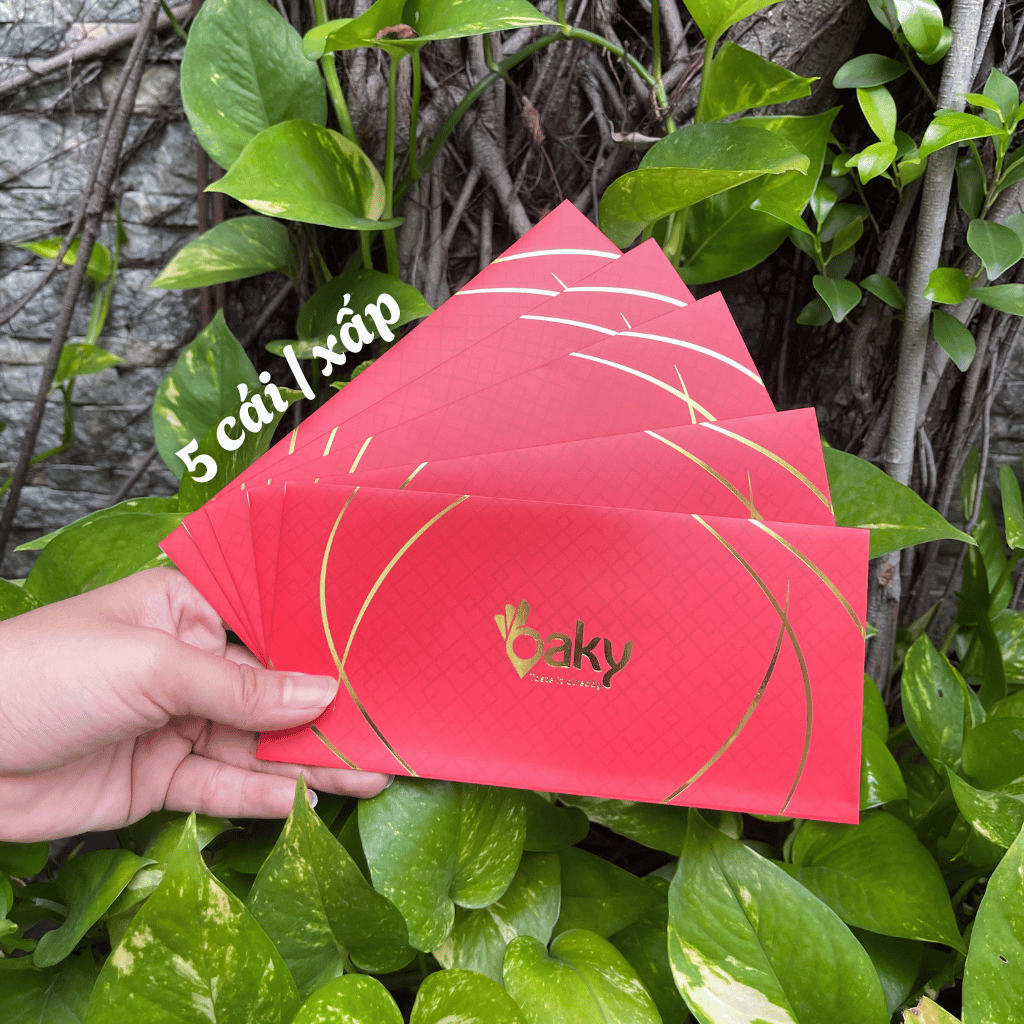 Bao Lì Xì Đỏ Oaky - Set 5 Bao Cao Cấp - Sang Trọng, May Mắn Ngày Tết