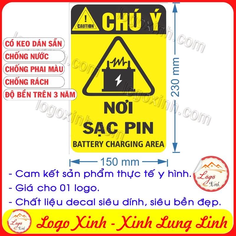 LOGO TEM STICKER BIỂN BÁO KHU VỰC NƠI SẠC PIN- BATTERY CHARGING AREA - BIỂN CẢNH BÁO AN TOÀN LAO ĐỘNG