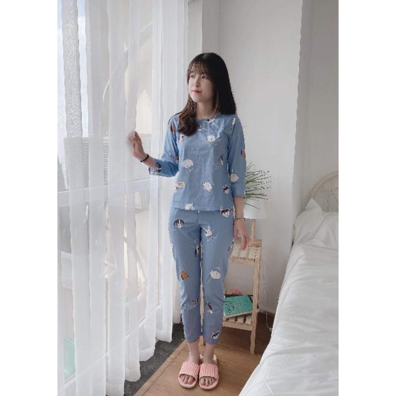 Quần áo mặc nhà, đồ ngủ, sau sinh nơ cổ siêu xinh