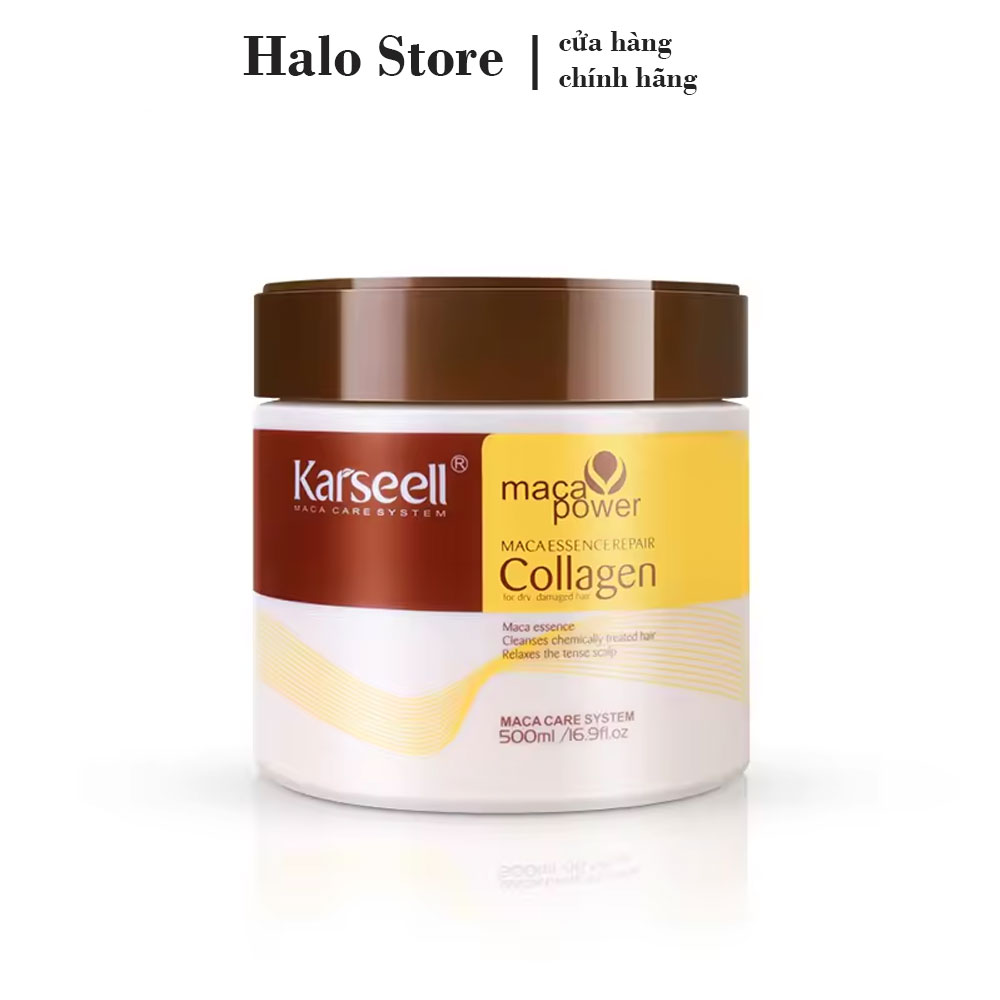 Kem ủ tóc Collagen KARSEELL dạng hũ 500ml, dầu hấp phục hồi siêu mượt chuẩn salon ngay tại nhà