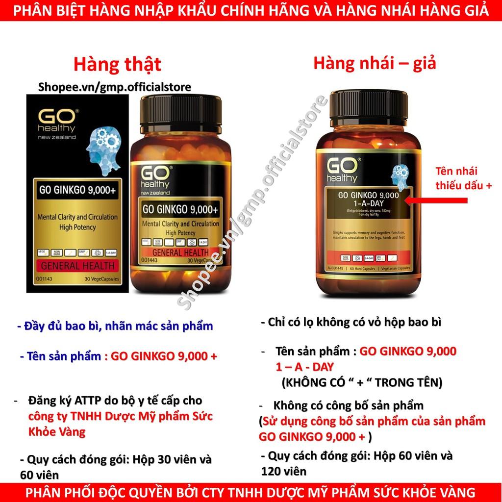 Viên uống bổ não Go Healthy GO Ginkgo 9000+ hoạt huyết dưỡng não tăng cường tuần hoàn cải thiện trí nhớ tăng khả năng tập trung