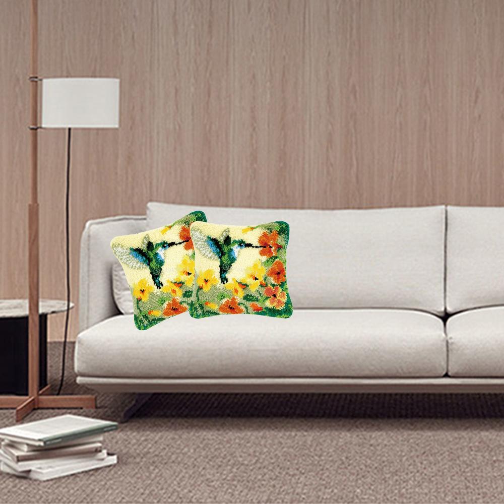 Animal / Flower Latch Hook Rug Kits with Pattern Printed Pillow Case Making Package for Kids Beginners