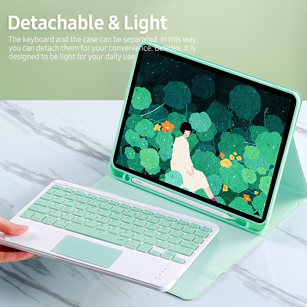 Hộp đựng bàn phím BT có thể tháo rời với Khe cắm bút sạc Touchpad Tương thích với iPad Pro11 2018/2020 / iPad air4 2020 Màu vàng