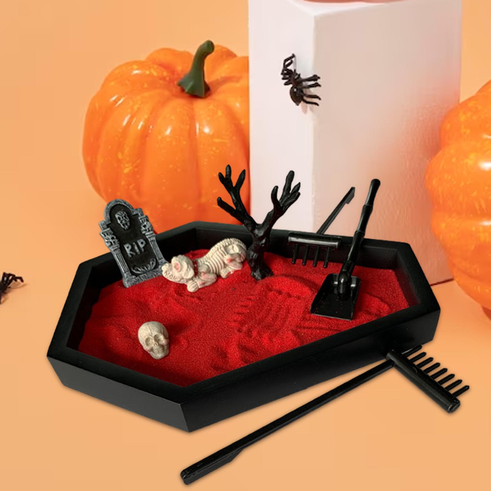 Tray Garden with Sand Spooky Goth Halloween Decor for Tables Desk Home