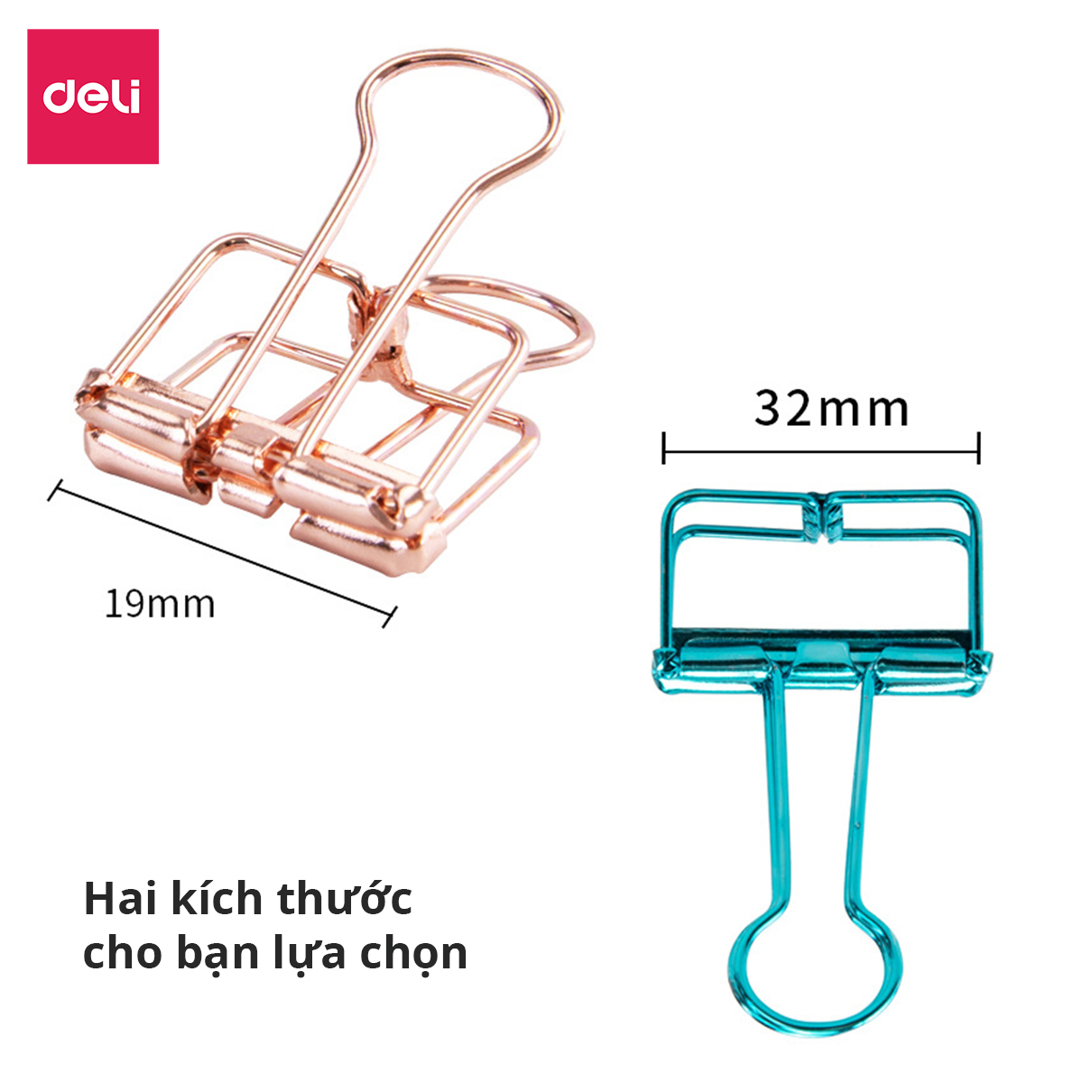 Kẹp bướm nhiều màu DELI - Kẹp tài liệu văn phòng - Mạ vàng hồng -6 chiếc và 8 chiếc hộp 78206/78207