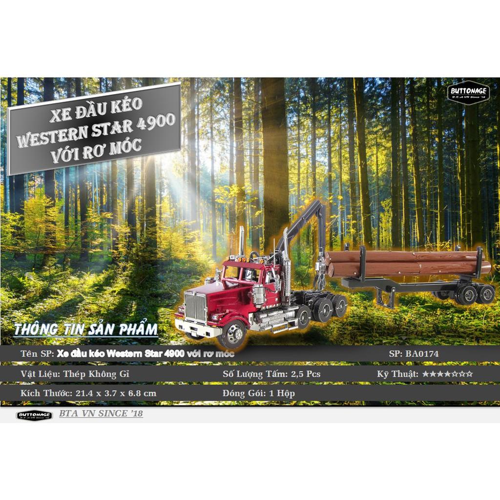 Mô Hình Lắp Ráp 3d Xe đầu kéo Western Star 4900 với rơ móc