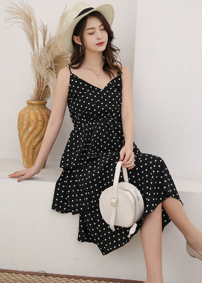 Đầm Dễ Thương Chấm Bi Form Xếp 3 Tầng DNO51 MayBlue
