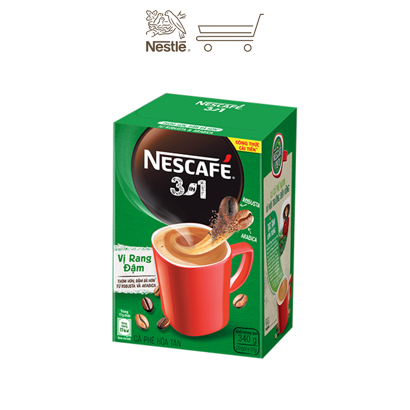Combo 2 hộp cà phê hòa tan Nescafé 3in1 vị rang đậm - công thức cải tiến (Hộp 20 gói)