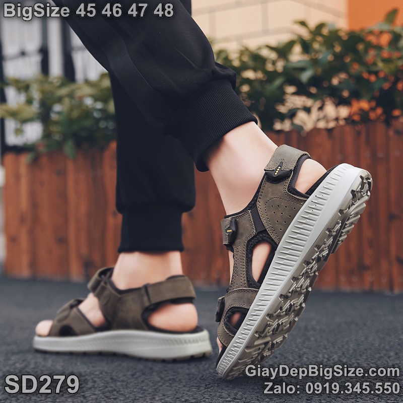 Giày xăng đan da thật, dép quai hậu cỡ lớn 45 46 47 48 cho nam cao to chân ú bè. Big size sandals for wide feet