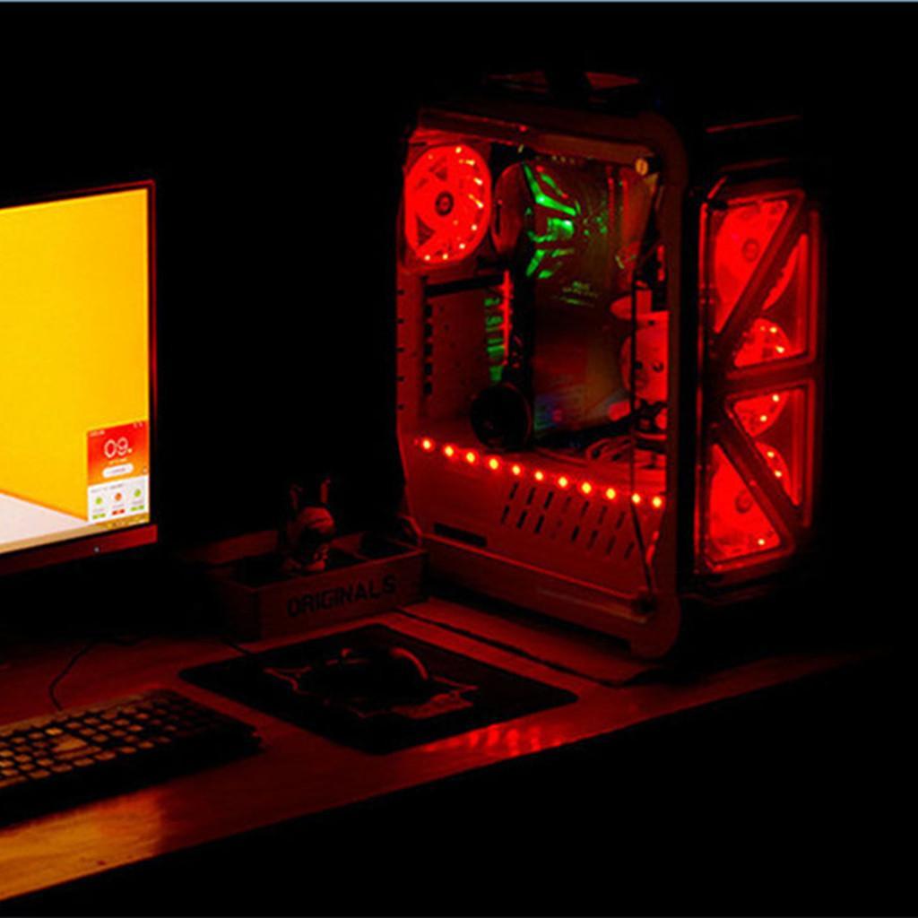 3/4Pin 15 LED 120mm PC Case CPU Cooling Fan+4pin Y Splitter 2 Fans Power Cable