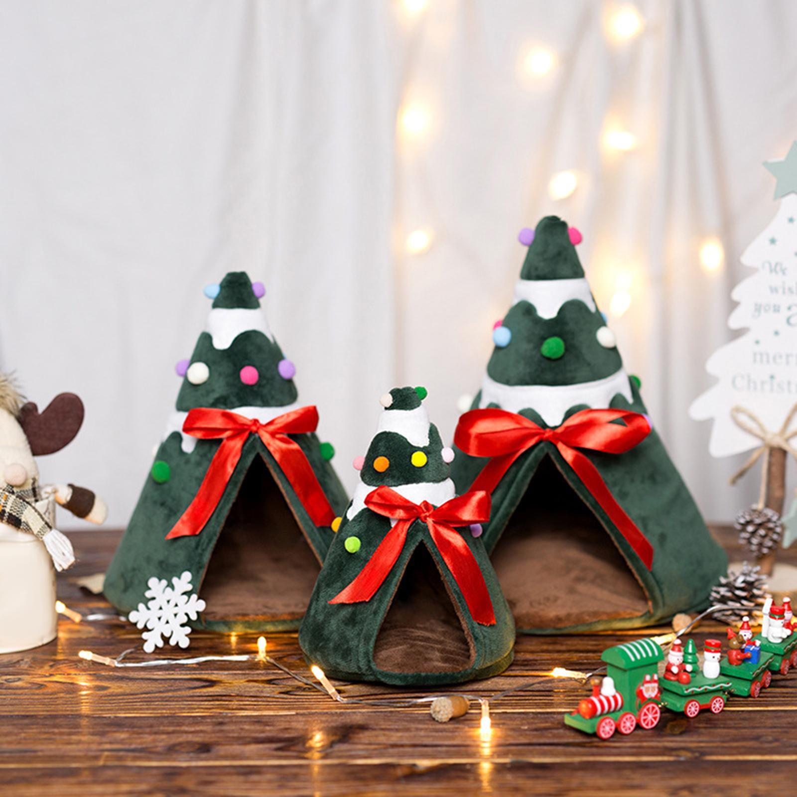 Cat Bed Christmas Tree Shape Warm Comfortable Soft for Sleeping Pet Accessories