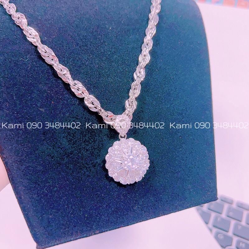 Dây chuyền xoắn xi bạch kim kèm mặt baguet siêu sáng bền màu Kami