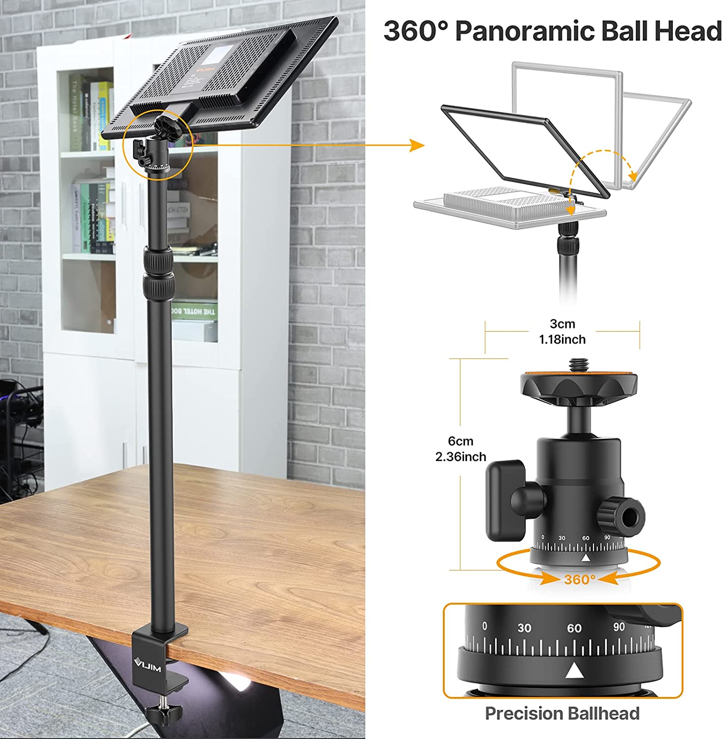 ULANZI VIJIM LS03, Chân đế kẹp bàn đi kèm Ballhead xoay 360° dành cho Điện thoại / Đèn LED / Máy ảnh - Hàng Chính Hãng