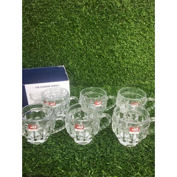 Bộ 6 cốc thủy tinh quai trắng tinh khôi