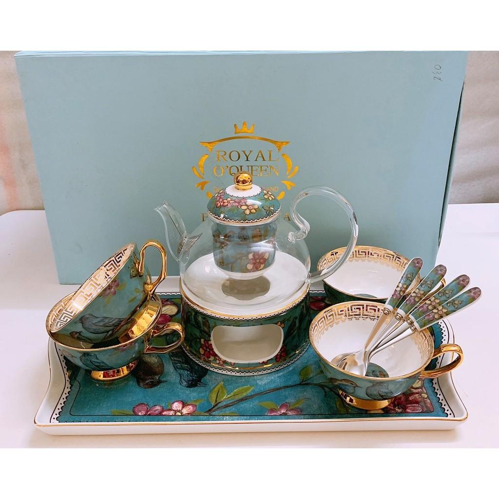 BỘ ẤM TRÀ HOA VÀ CHIM XANH