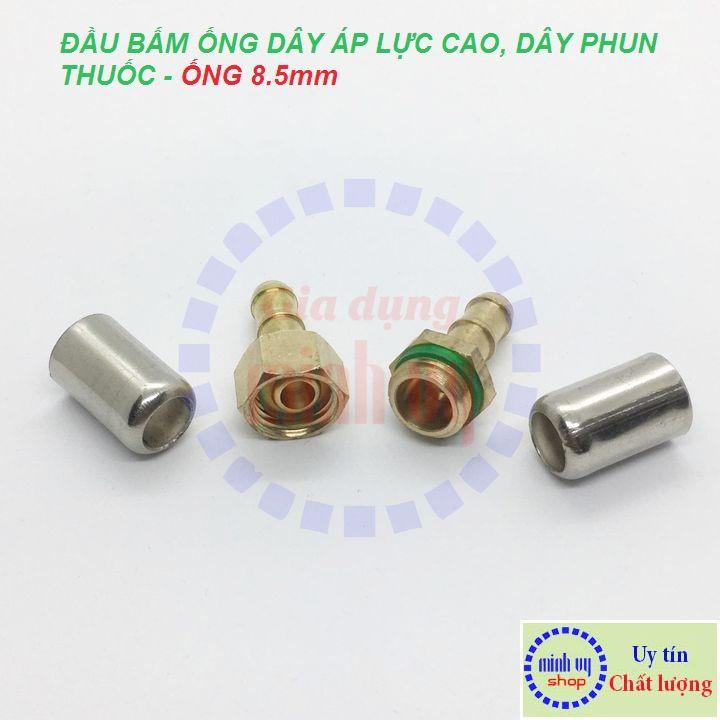 Đầu cos bấm dây áp lực máy rửa xe, dây xịt phun thuốc - kích cỡ cho ống 6.5mm và 8.5mm