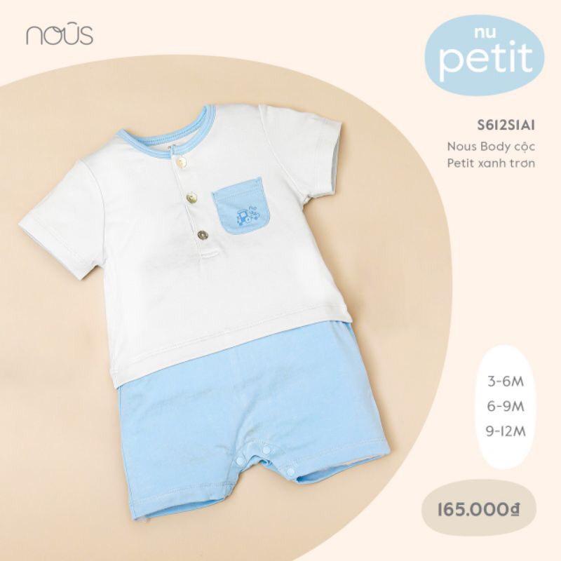 Bộ body cộc Nous petit xanh trơn - Chất liệu Nu Petit 95% cotton thiên nhiên