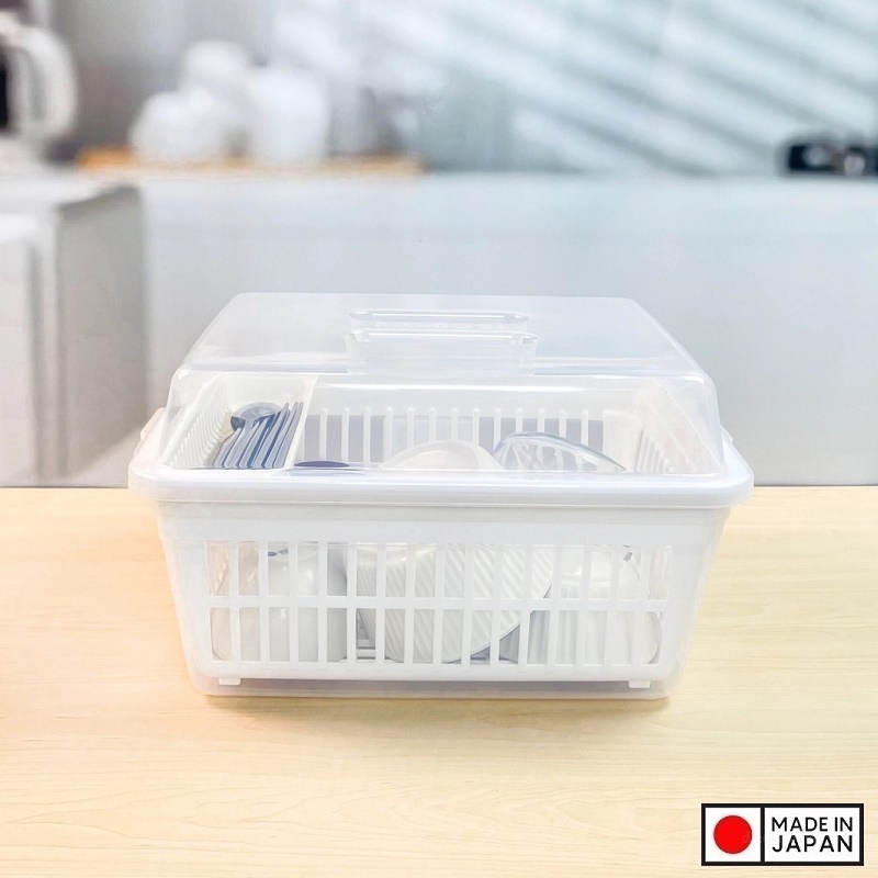 Combo khay bảo quản bát, đĩa có nắp đậy an toàn Inomata - Hàng nội địa Nhật Bản (#Made in Japan)