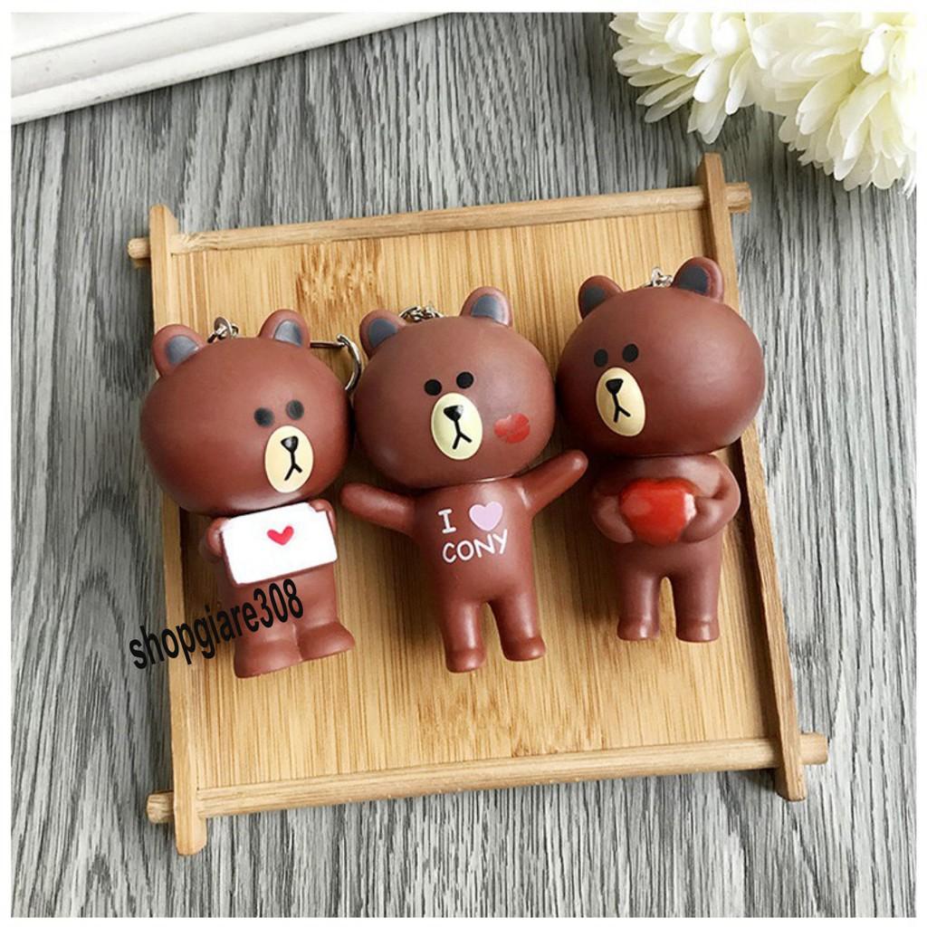 Móc khóa hình thỏ Cony và gấu Brown-Móc khóa gấu nâu và thỏ trắng-