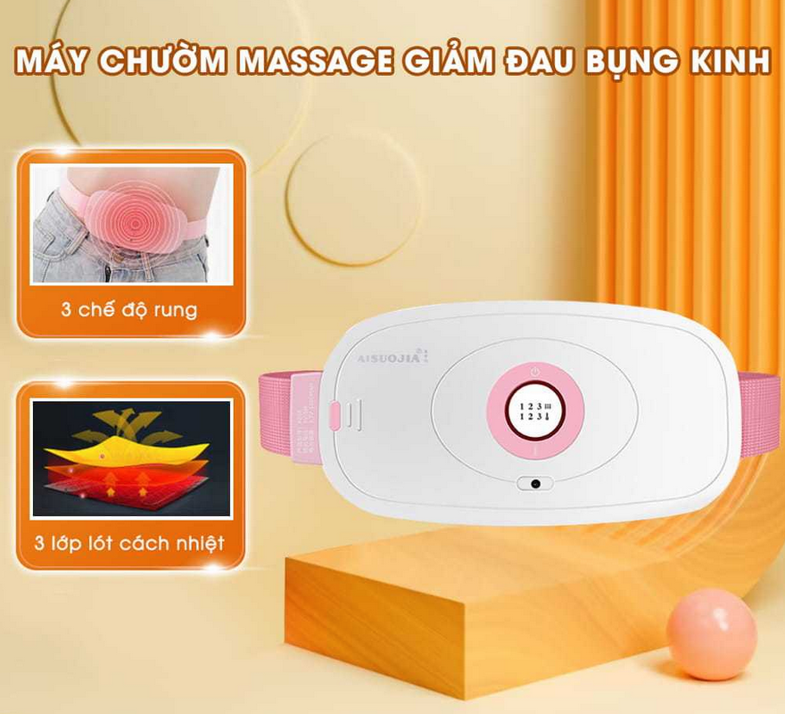 Máy chườm nóng hỗ trợ giảm đau bụng kinh có 3 mức nhiệt, Pin sạc UBS, món quà ý nghĩa tặng người yêu