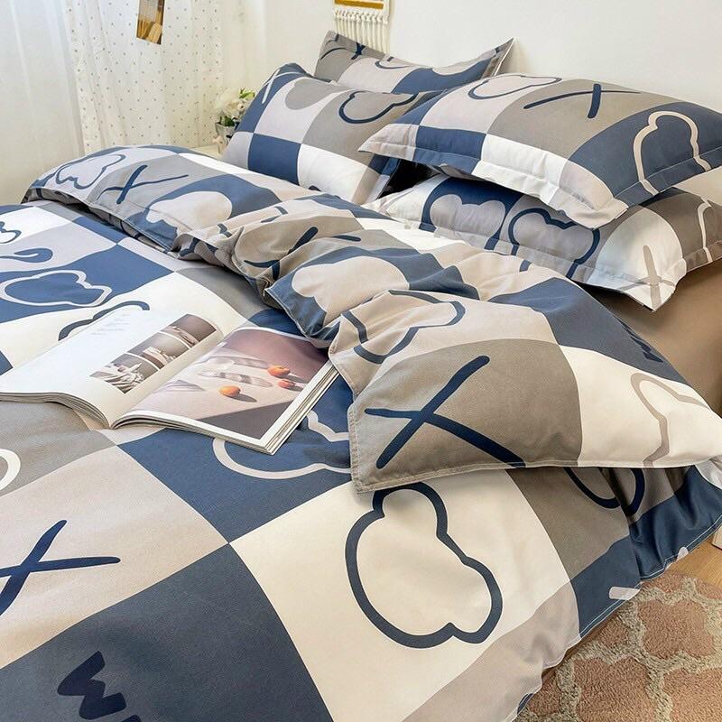 Bộ chăn ga gối cotton fly Hàn Quốc họa tiết gấu ox