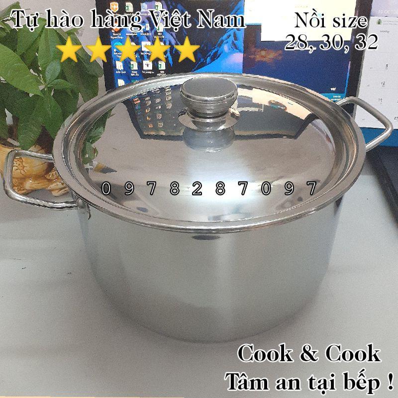 Nồi inox 3 đáy 5, 10, 15, 20 lít cao cấp sử dụng trên bếp từ , nồi luộc gà, nấu súp canh...