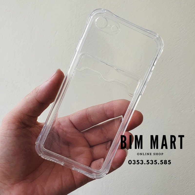 Ốp chống sốc dành cho iPhone 7/8/SE 2020 silicon trong suốt kèm ngăn ví đựng thẻ
