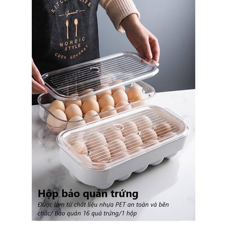 Hộp đựng trứng chất liệu dày dặn 16 ngăn , bảo quản trứng tươi ngon