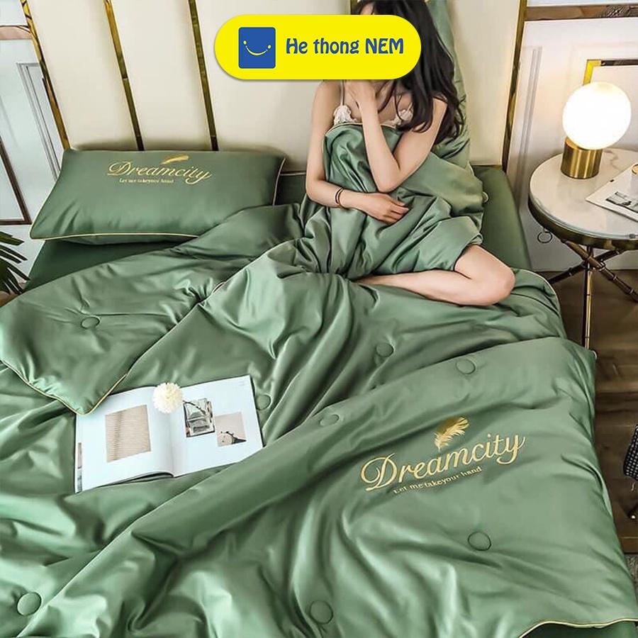 Bộ Ra Giường	5 Món Phi Lụa Cotton SERENA Cao Cấp Dream City Set Chăn Ga Drap Gối Nệm Trần Bông Chuẩn Khách Sạn 5 Sao