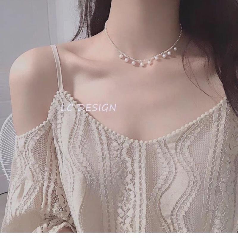 N379 dây chuyền choker vòng cổ hạt Ngọc kiểu dáng xinh xắn cho nữ
