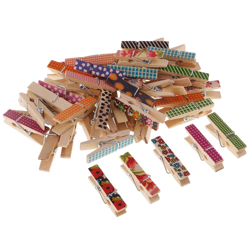 50X Nhà/Văn Phòng Màn Hình Hoa Văn Clothespins Ảnh Gỗ Giấy PEG DIY Quà Giáng Trang Trí Lễ Cưới Kẹp