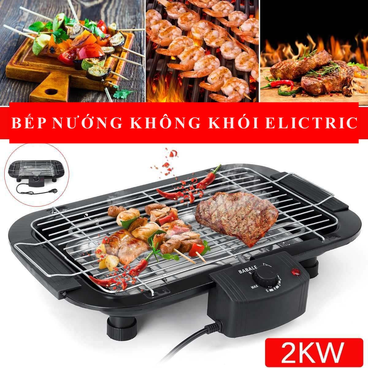 Bếp nướng điện không khói BarBecue Grill 2000W