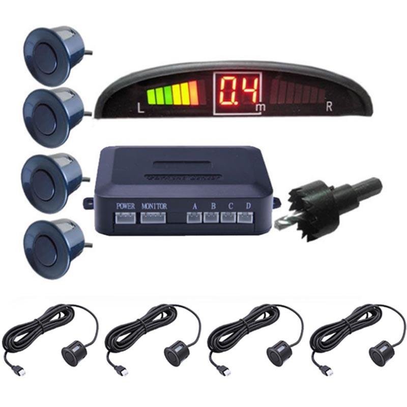 Bộ cảm biến lùi 4 mắt cho xe hơi, màn hình LED hiển thị, âm thanh cảnh báo giúp tránh va chạm cho xe