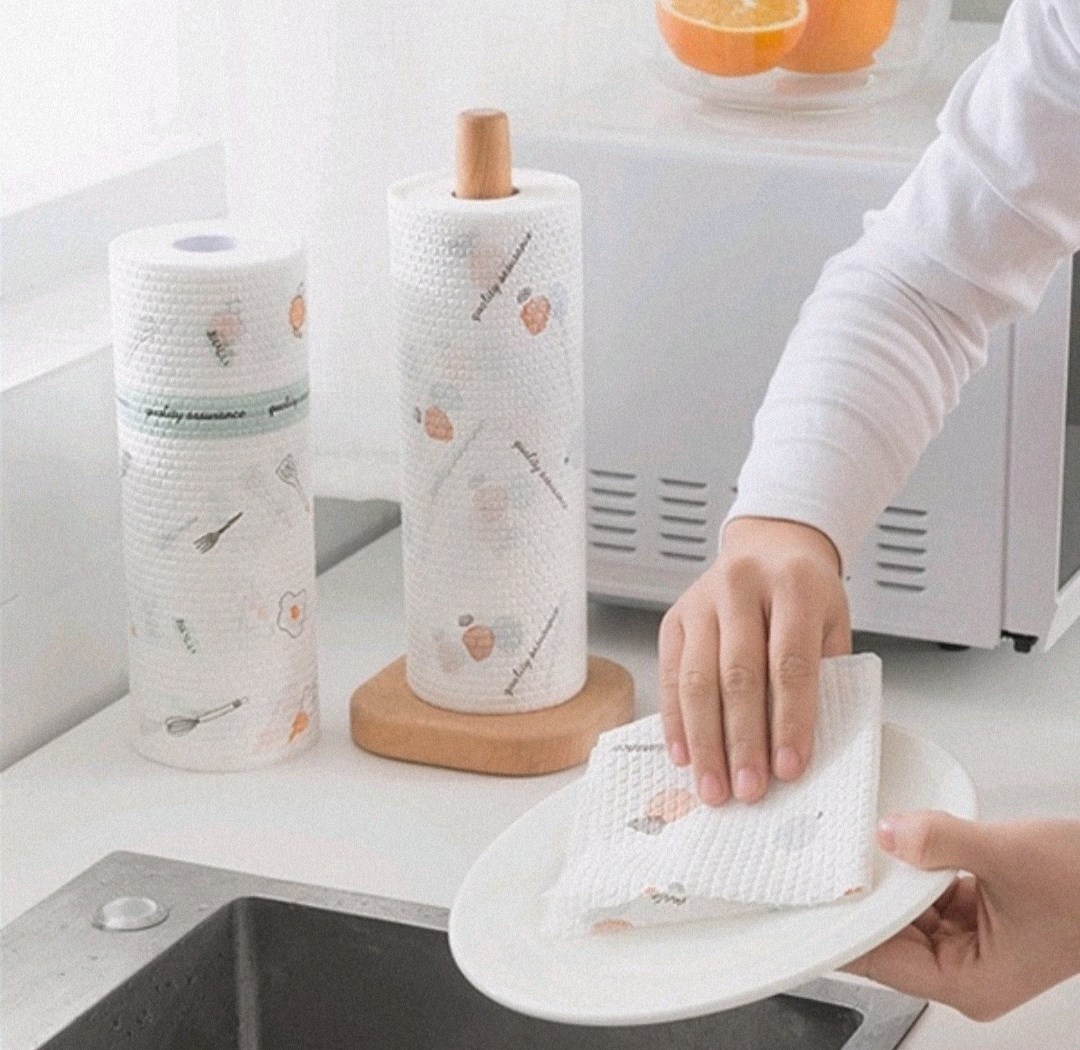 Khăn giấy lau đa năng lau bếp, lau tay cuộn trắng có thể giặt được và tái sử dụng cỡ 20cm