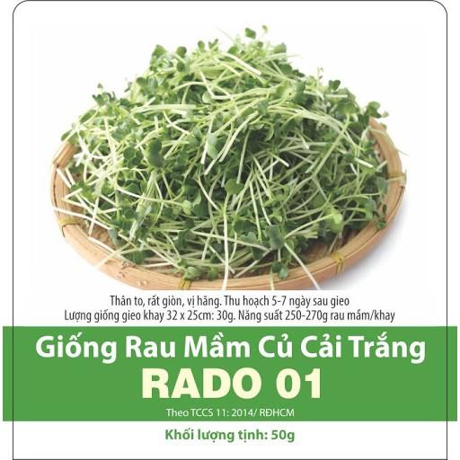 Hạt Giống Rau Mầm Củ Cải Trắng 50 Gram